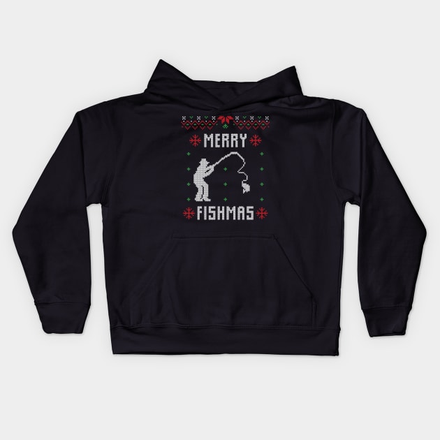 Merry Fishmas Funny Christmas Xmas For Fishers Kids Hoodie by DragonTees